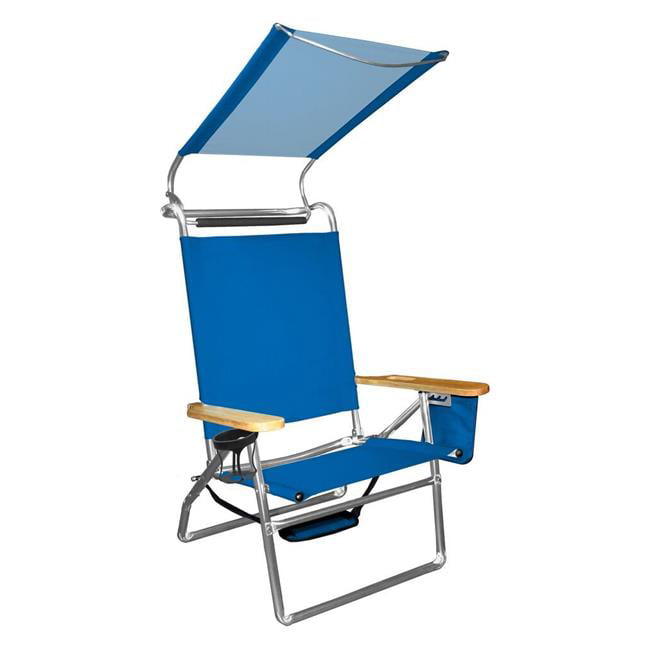 Aluminum 4 Position Beach Chair, Portable High Chair With Canopy