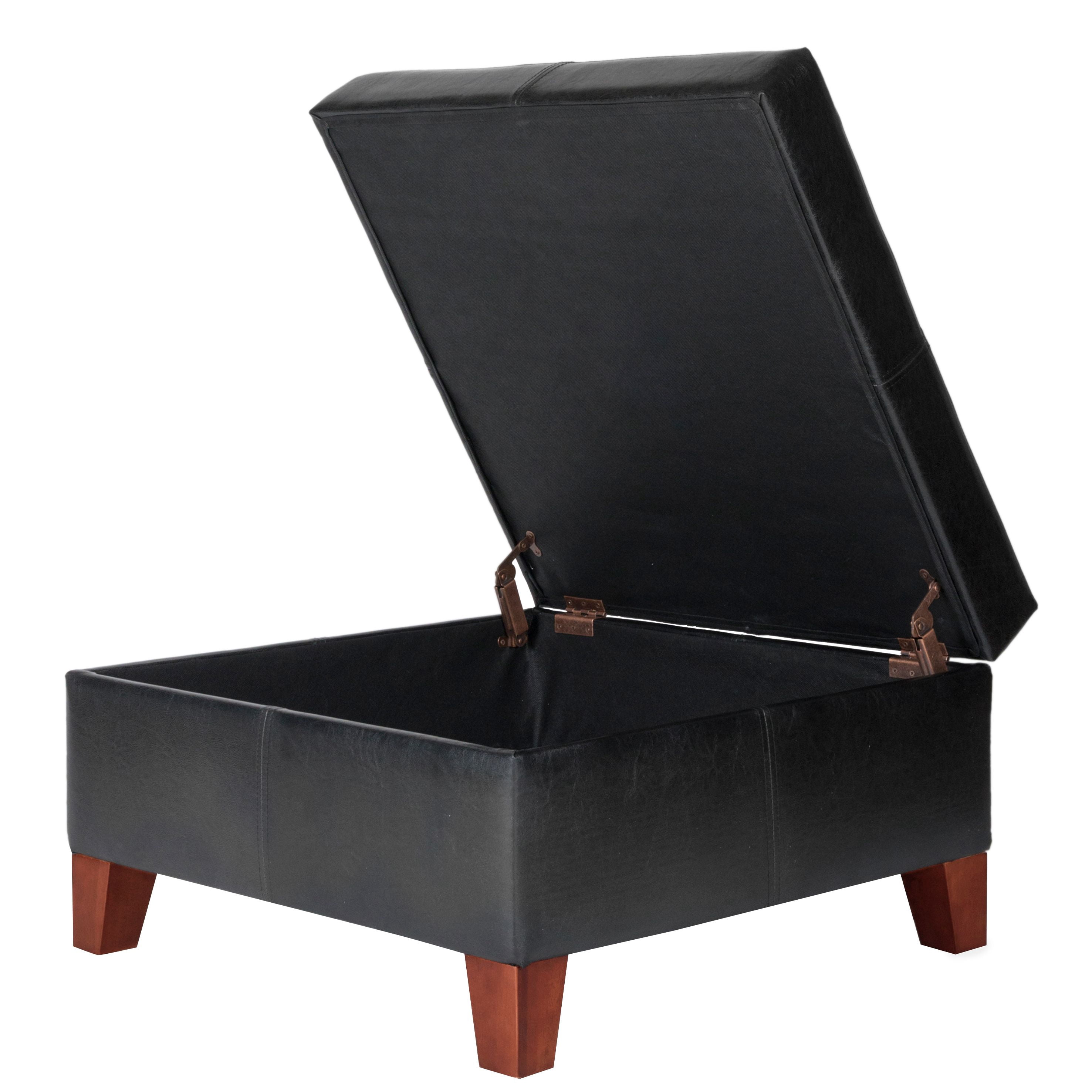 HomePop Luxury Leather Storage Ottoman, Multiple Colors