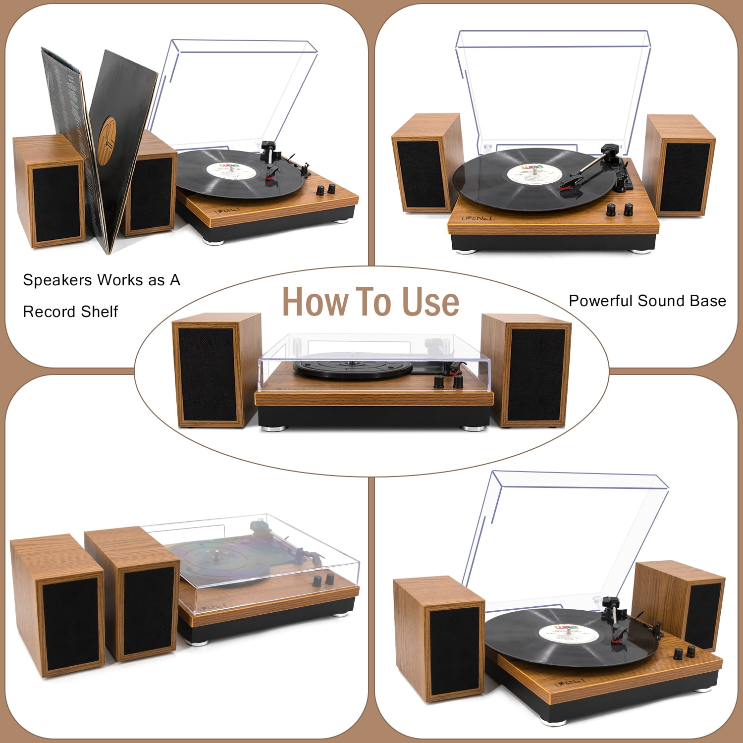 Buy LP&No.1 Record Player, Bluetooth Vinyl Turntable with Stereo