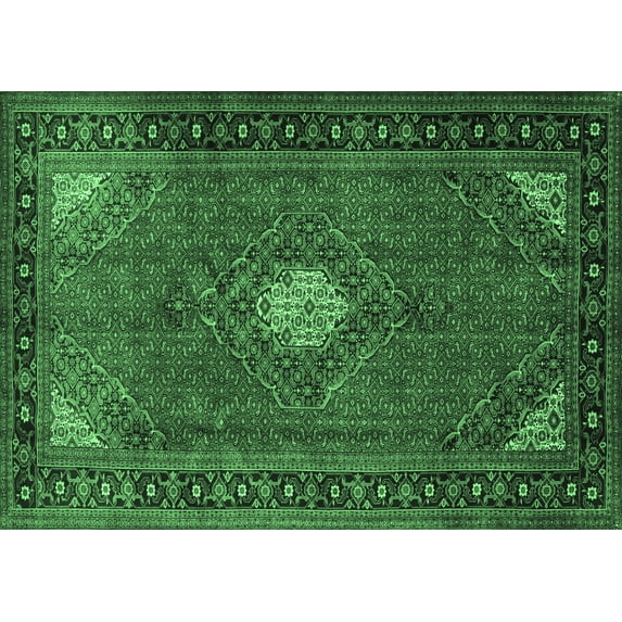 Ahgly Company Indoor Rectangle Medallion Emerald Green Traditional Area Rugs, 3' x 5'