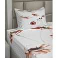 thumbnail image 2 of Ambesonne Flower Fitted & Top Sheet Set with Sham, Watercolor Nature, Orange White, 2 of 4