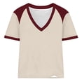 thumbnail image 6 of Womens V Neck Short Sleeve Summer T Shirts Curved Hem Plain Top Beach Tops Raglan Shirt Women Fashion Trendy Casual Womens Baseball Tee Shirts, 6 of 6
