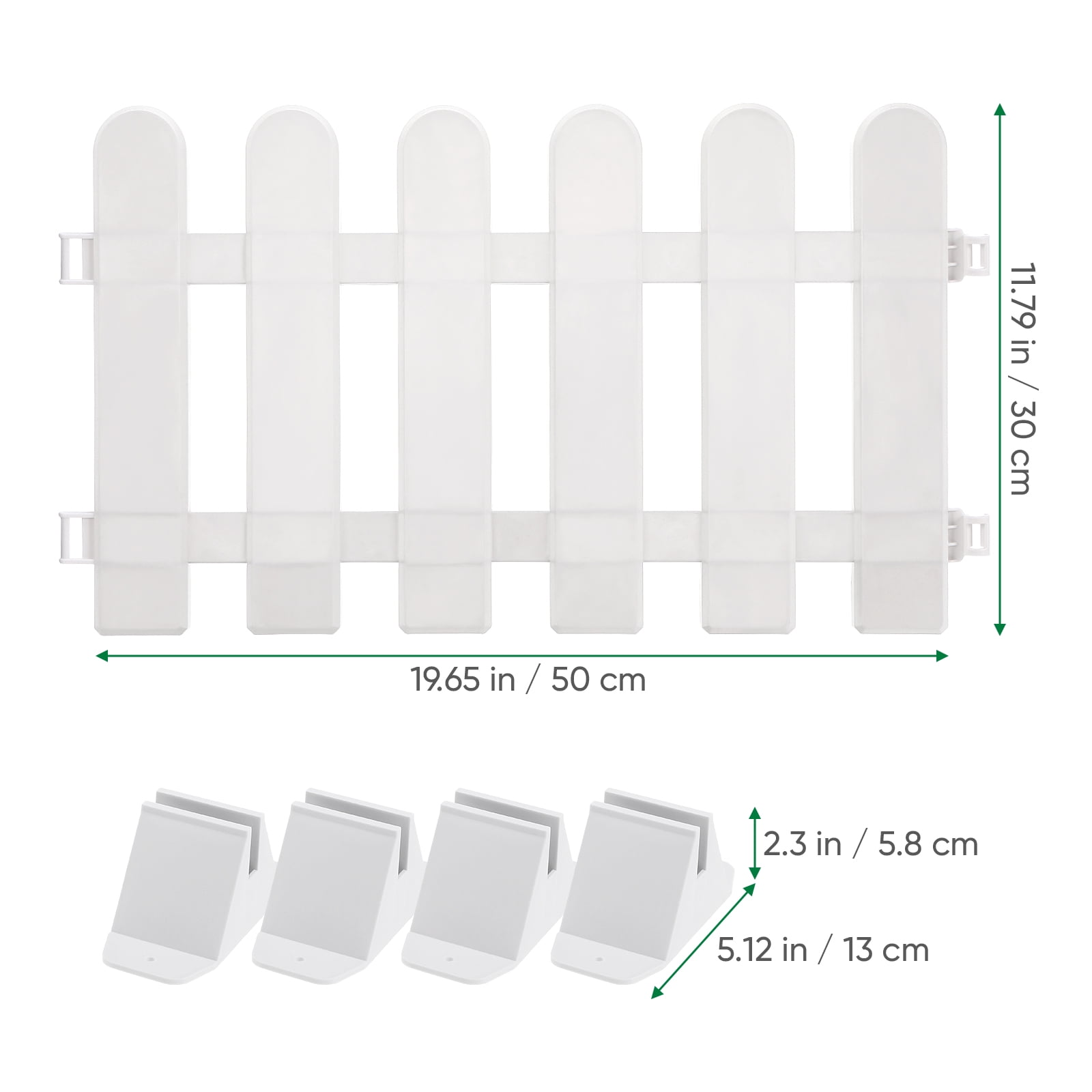 TOYMYTOY 2Pcs White Plastic Picket Fence Garden Barrier Decorative Yard Landscape Edging