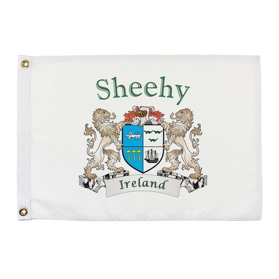 Sheehy Irish Coat of Arms Small White Flag - 16"x10.5" inches