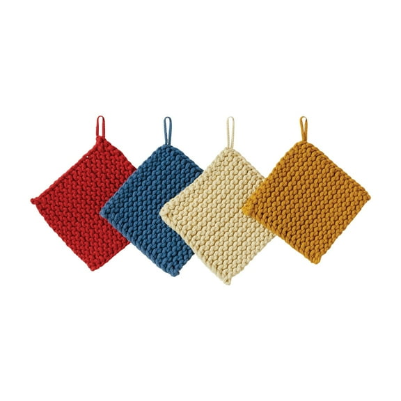 3R Studios 8 in. Square Cotton Crocheted Pot Holders - Set of 4