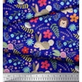 thumbnail image 2 of Soimoi Polyester Crepe Fabric Floral,Rabbit & Porcupine Cartoon Print Fabric by The Yard 52 Inch Wide, 2 of 4