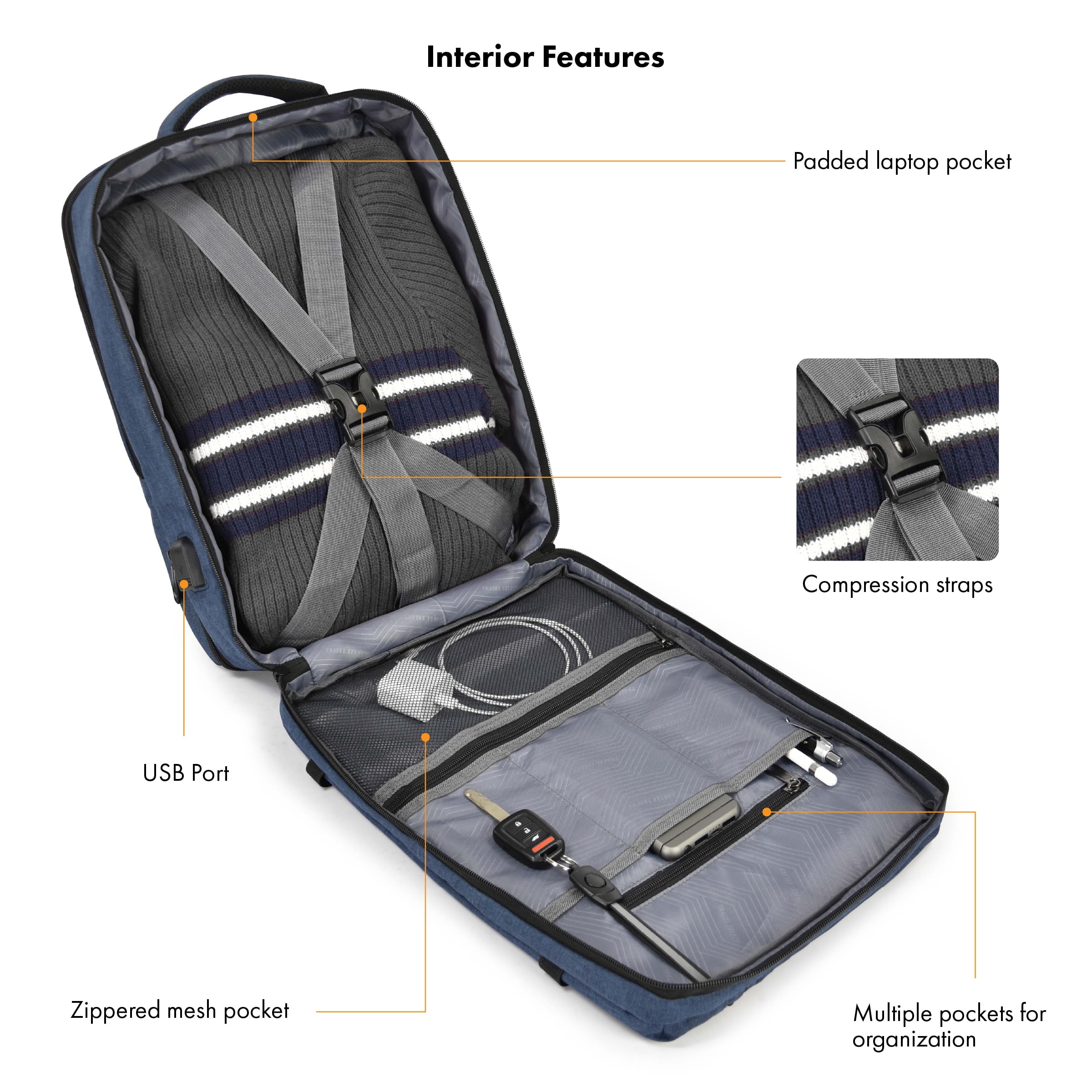 State Unisex Backpack Gray Flap Zip Top Multi Pock Piel Leather Multi-Pocket Leather Laptop Backpack 2834 main image 3