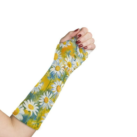 COEQINE Daisy Arm Cast Covers Wrist Elbow Cast Wound Scratcher Covers Arm Cast Sleeve with Thumb Cover Easy to Put on Wound Care Supplies for Kids Girls Women Size S