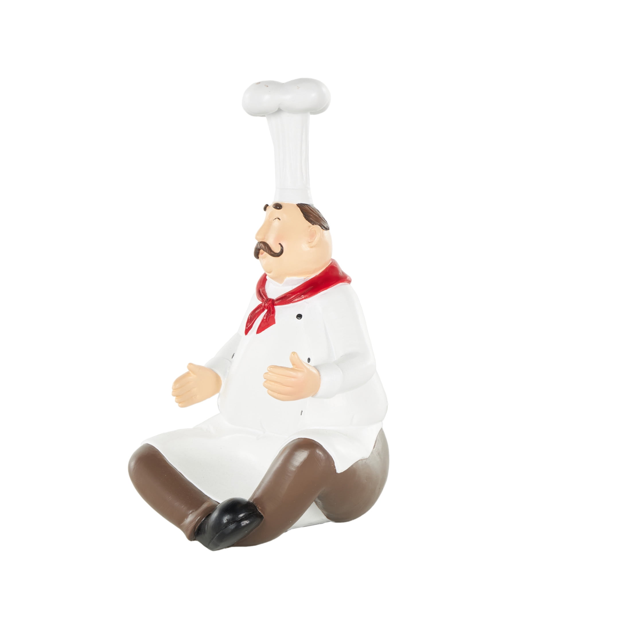DecMode 6" x 10" White Polystone Kitchen Decorative Figurine Single Bottle Chef Wine Holder, 1-Piece