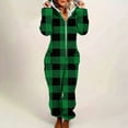 thumbnail image 2 of Tnhcen Women's Plaid Fleece Onesie Hooded Footed Pajamas for Women Winter One-Piece Pajamas Warm Sleepwear Loungewear with Pockets S-2XL Green, 2 of 7