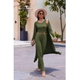 thumbnail image 3 of Ekouaer Women's Pajama Sets 3 Piece Lounge Set Long Sleeve Cardigan Sleeveless Top Pants Sweatsuit, 3 of 6