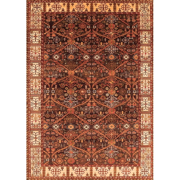 Ahgly Company Indoor Rectangle Oriental Orange Industrial Area Rugs, 5' x 8'