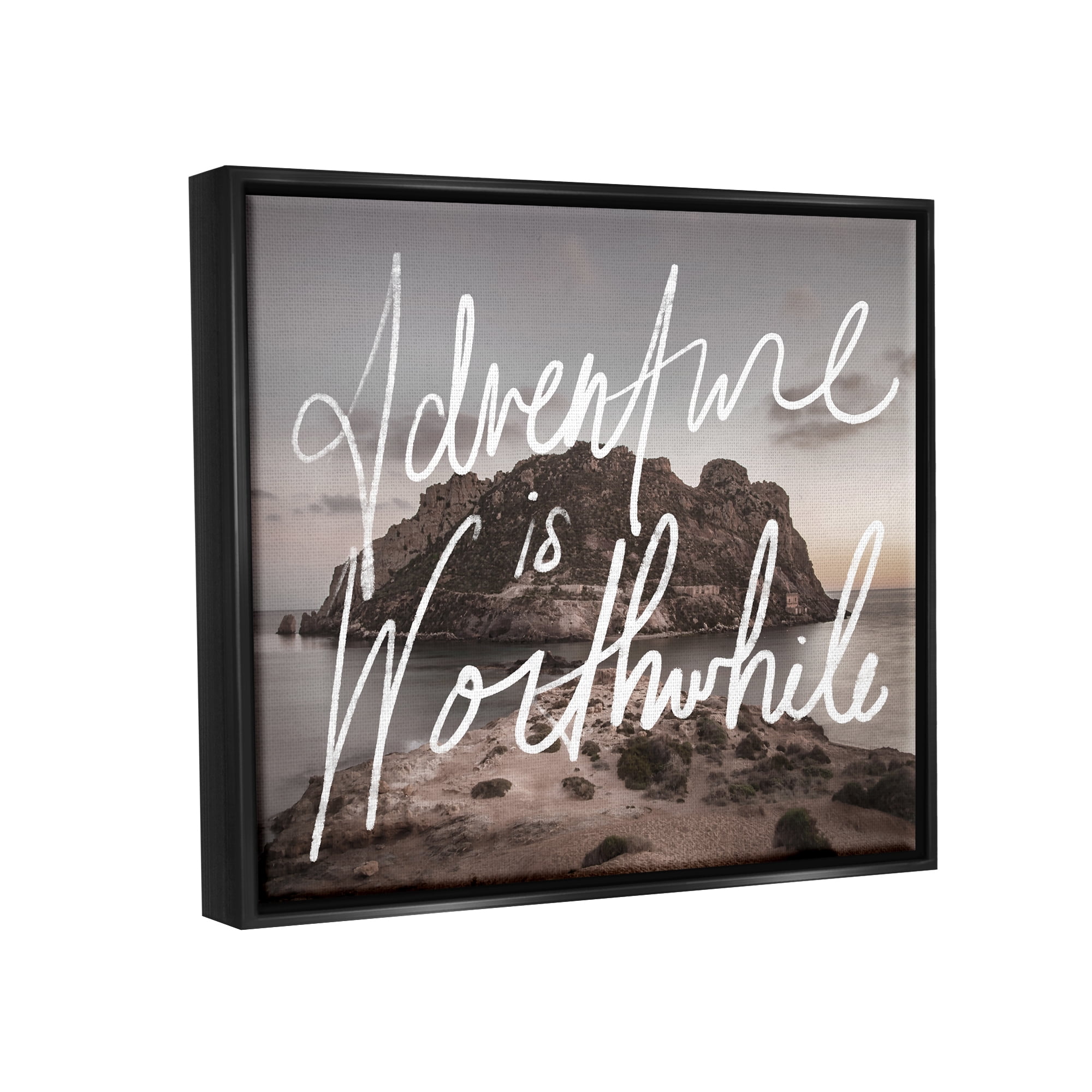 Stupell Industries Adventure is Worthwhile Nature Inspirational Painting Black Floater Framed Art Print Wall Art, 31 x 25