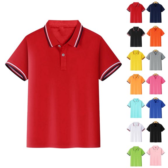 XINXIAOO Boys Girls Summer Short Sleeve Polo Shirt Tennis Shirts Girl School Uniform Shirt Kids Size L14 Red Shirt