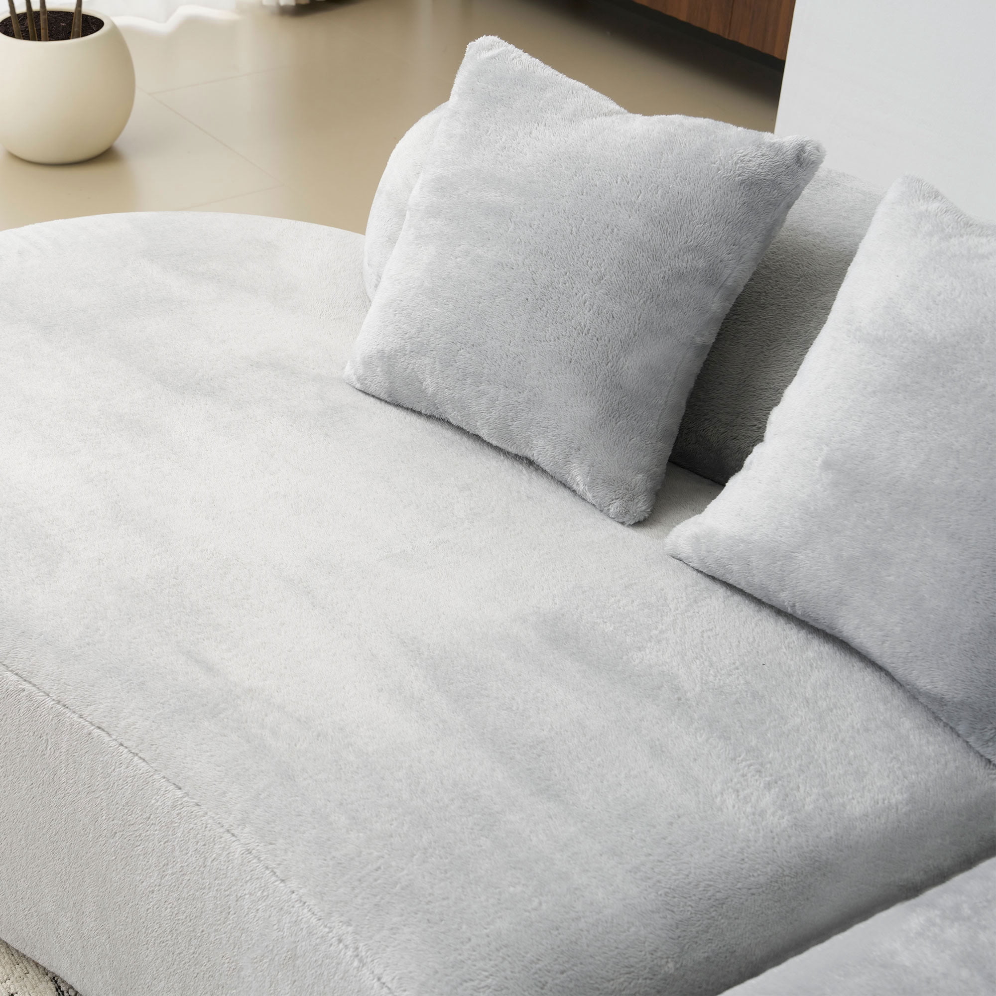 MAYEERTY Curved Modular Sectional Sofa with Throw Pillows, Modern Flannelette Curved Living Room Sofa for Apartment Open Floor Plan Small Spaces
