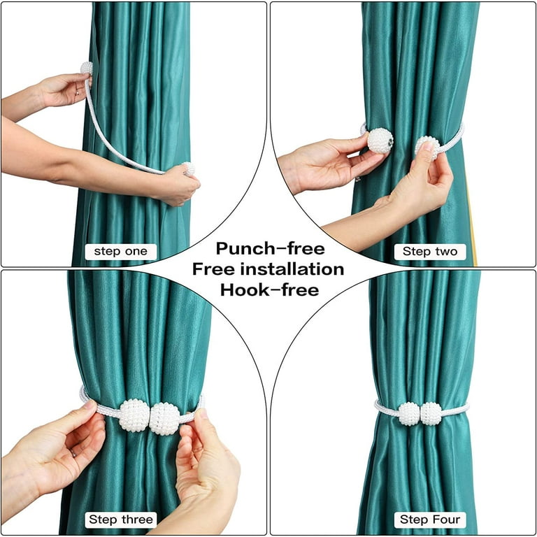 Curtain tieback 2 Pieces Magnetic Curtain Tiebacks Curtain Drapes Clips  Rope Holdbacks Binder Magnetic Curtain Holder for Home and Office  Decoration