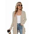 thumbnail image 3 of Women'S Fall Fashion Cardigan Soft Knit Cardigan for Women Long Sleeve Open Front Coat with Pockets Khaki M, 3 of 10