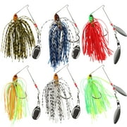 FREE FISHER 6pcs/Lot Bass Spinnerbaits 13g Blade Metal Bait with Rubber Skirt Artificial Wobbler Buzzbait Jigging Lure for Bass Trout Salmon Pike