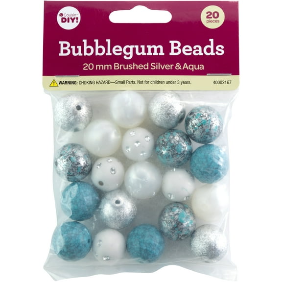 CousinDIY BUbblegum Bead 20mm 20/Pkg-Brushed Silver