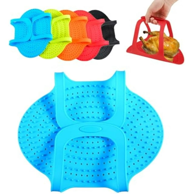 Lève-dinde en Silicone, Lève-Dinde en Silicone Résistant à la Chaleur, Lève-Dinde Réutilisable Résistant à la Chaleur Antiadhésif pour Rôtir la Dinde, Tapis de Cuisson au Four pour la Cuisine à la Maison (Bleu)
