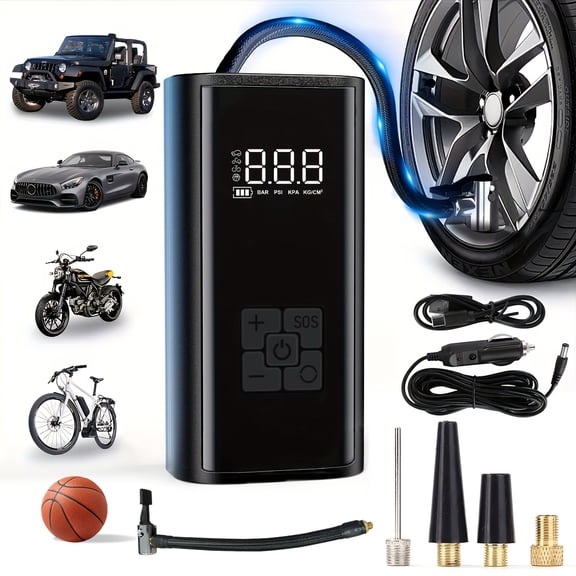 Hansang Portable Tire Inflator Air Compressor, 150 PSI Cordless Air Pump with 25000mAh Rechargeable Battery, Fast Inflation & Digital Pressure Gauge for Car Tires, Bikes, Motorcycles and Balls