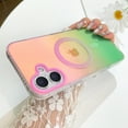 thumbnail image 2 of OOK For iPhone 16 Plus Case Magnetic, Compatible with Magsafe Cute Gradient Rainbow Iridescent Matte Protective Phone Case with Screen Protector for Girls Women, Fluorescent Pink & Green, 2 of 5