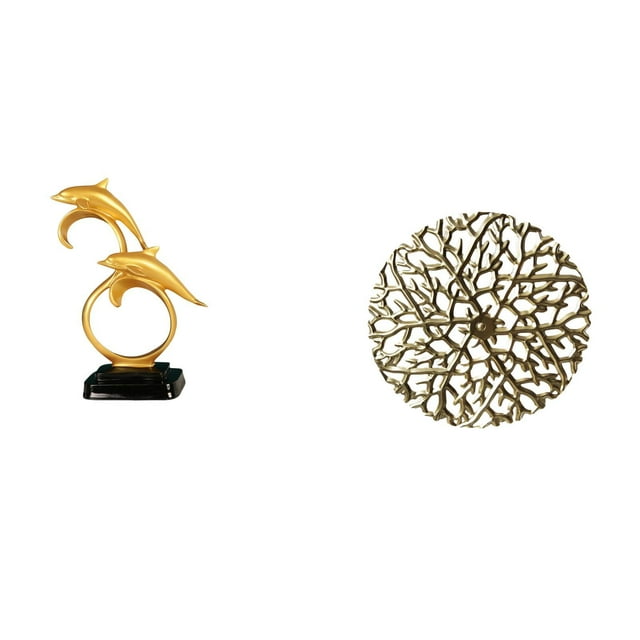 Figura de delfín de resina, escultura de hierro, adorno moderno de escritorio, decoración de pared de metal, artesanías artísticas, adecuada para sala