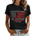 thumbnail image 2 of FASHOFT 250th Anniversary Usa Shirt for Women Patriotic 4th of July T-Shirts Independence Day Graphic Tees Black L, 2 of 4