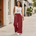 thumbnail image 5 of Sewkxo Womens Casual Wide Leg Sweatpants Acid Wash Elastic Waisted Palazzo Pants Trousers with Pockets,Green 3XL, 5 of 7