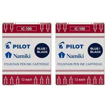 Pilot Namiki IC100 Fountain Pen Ink Cartridge, Blue/Black, 12 Cartridges per Pack (Pack os 2)