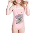 thumbnail image 2 of SEANATIVE Floral Koala Lace Up Swimsuit Pink Soft Beach One Piece Swimwear for Girls Size 1-2 Y Quick Dry Kids Girls Bikini Bathing Suit, 2 of 5
