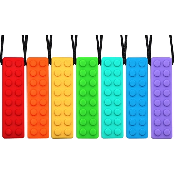 Collares Masticables Sensoriales Olugu de Silicona para Dentición, Paquete de 7