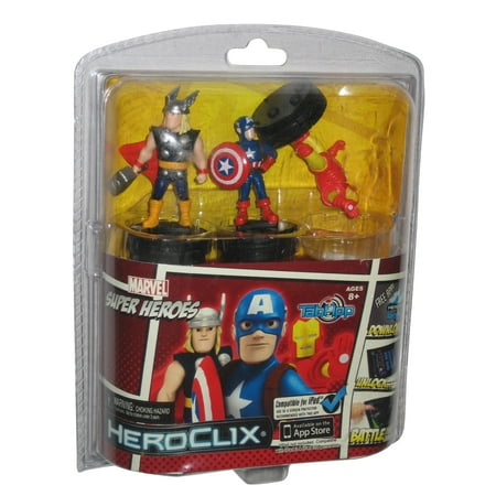 Marvel Super Heroes HeroClix TabApp Figure Set - (Thor / Iron Man / Captain America)