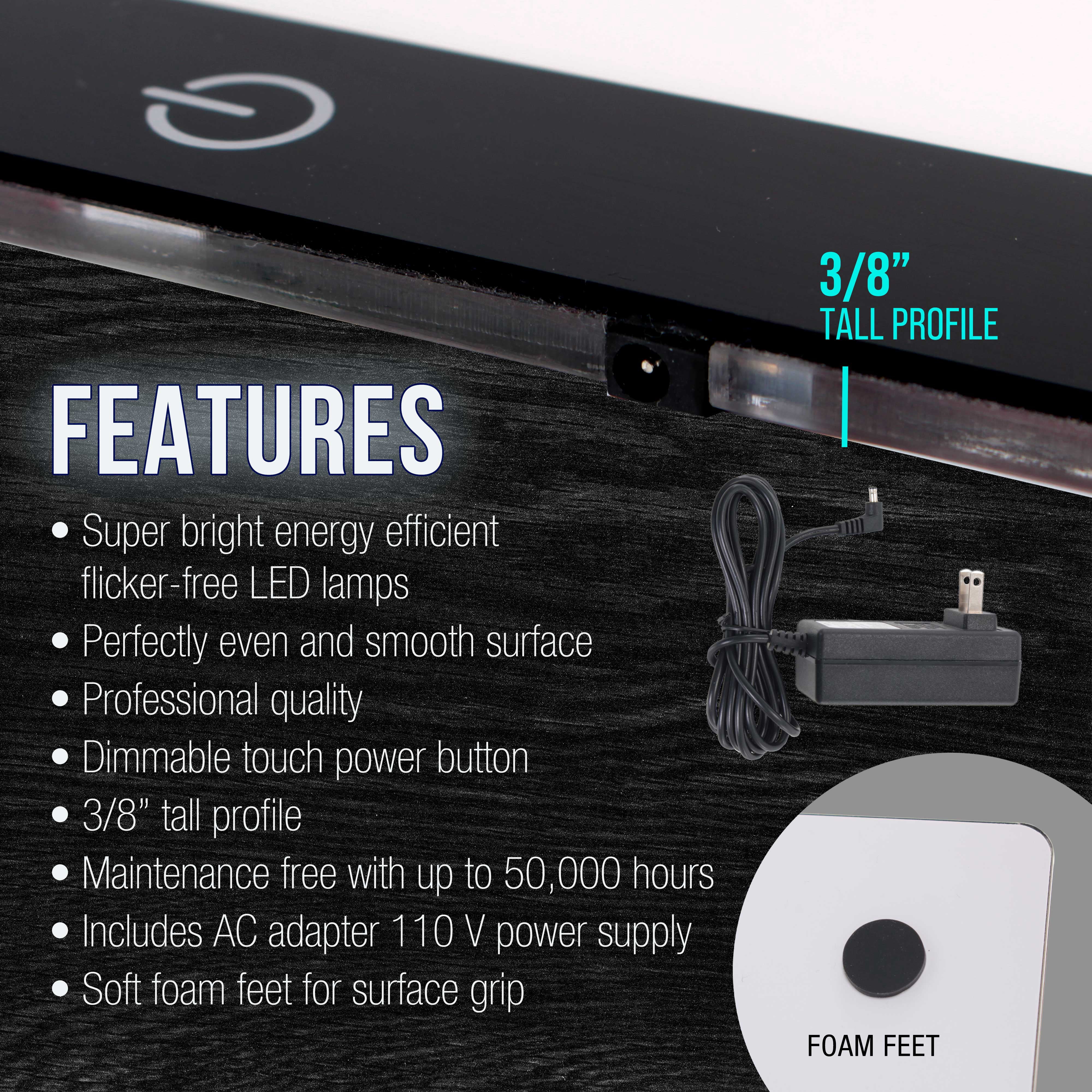 Lightmaster 17" x 24" (A2) Light Box 12V Ultra-Thin Profile 110V AC Power Adapter