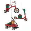 Childs Toys Red Tricycle Scooter and Wagon Christmas Holiday Ornaments Set of 3