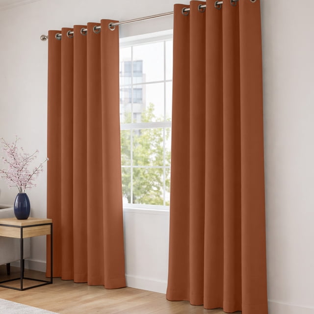 Cortinas Blackout 275cm Ancho X 215cm De Largo En 2 Paneles, 100% Microfibra Poliéster LADRILLO