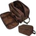 thumbnail image 1 of Neceser para hombre, neceser de viaje | Neceser resistente al agua, estuche de piel sintética para afeitado, organizador para accesorios, cosméticos, higiene y cuidado personal (marrón oscuro), 1 of 7