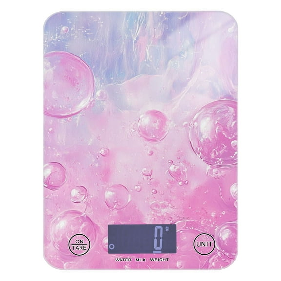 Pink Bubbles Food Scale Digital Kitchen Scale Waterproof Grams Ounces lbs for Weight Loss
