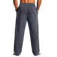 thumbnail image 5 of Men's Straight Leg Waffle Pants,Elastic Drawstring Waist Loose Fit Casual Trousers, Lightweight Breathable Textured Daily Streetwear Clothes with Pockets Dark Gray 5XL, 5 of 6