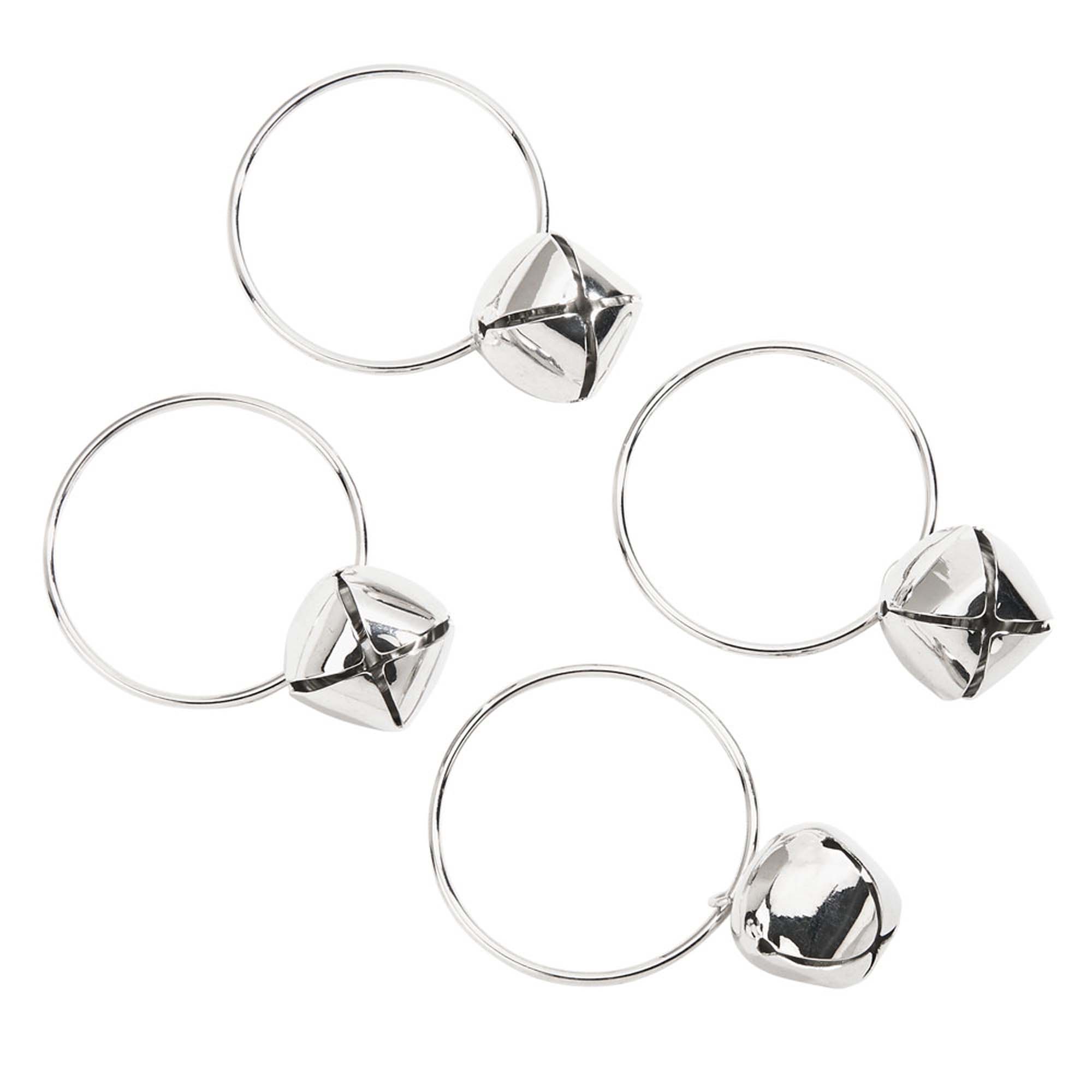 Set of 4 Jingle Bells Napkin Rings 1.75"
