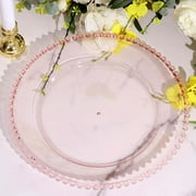 Efavormart 6 Pack 12" Clear Blush Acrylic Round Charger Plates With Beaded Rim Dinner Charger Plates