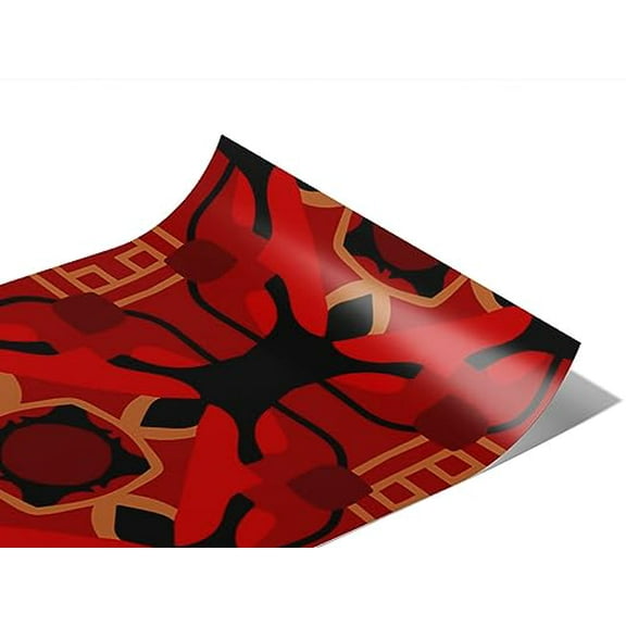Rwraps Red Art Deco Hearts Pounding Gloss Vinyl Film Wrap 59in x 13ft Vinyl Vehicle Car Film Sheet
