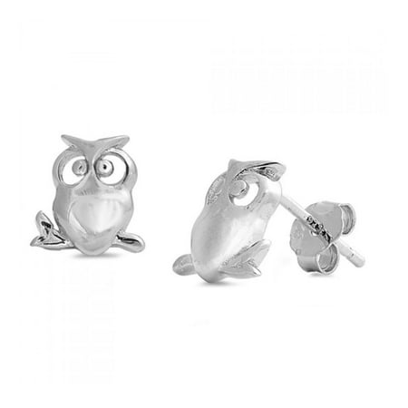 925 Sterling Silver Owl Stud Earrings 925 Sterling Silver Owl Stud Earrings