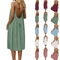 thumbnail image 1 of Sentmoon Cute Spring Dresses Plus Size Spring Dress 2026 Summer Solid Color Backless Breathable Loose Fit Maxi Dress for Work and Office, 1 of 8