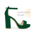 thumbnail image 3 of Perphy Platform Ankle Strap Open Toe Block Heel Sandals for Women Green 9, 3 of 6