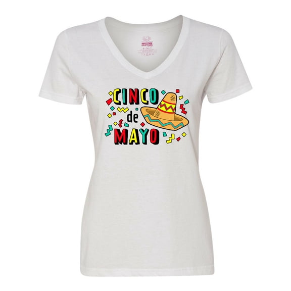 Inktastic Happy Cinco De Mayo-sombrero Women's V-Neck T-Shirt