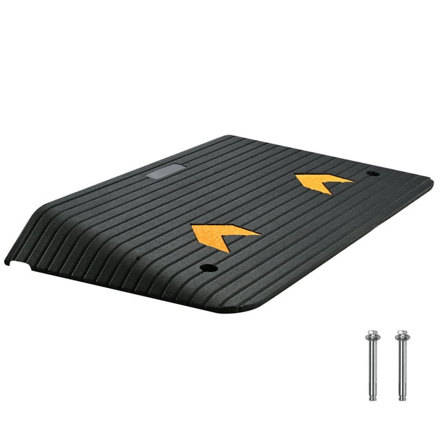 KFFKFF Enhanced Rubber Elevation Ramp, 3.5" Height Increase Doorway Ramp with Single Channel, Organic Rubber Vehicle Ramp with Anti-Slip Rough Surface, 33069 lbs Weight Tolerance Sidewalk Ramp
