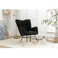 thumbnail image 3 of New Rocking Chair Teddy Upholstered Glider Rocker Rocking Accent Chair with High Backrest Armchair Comfy Side Chair for Living Room, Bedroom, Offices (Black), 3 of 8
