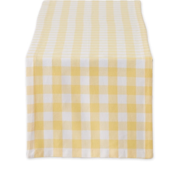Yellow and White Checkers Table Runner 14x108