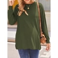 thumbnail image 3 of Weardear 3 Pack Maternity Shirts Womens Long Sleeve Split Side Tunic Tops Drop Shoulder T Shirt Casual Pregnancy Clothes, 3 of 6